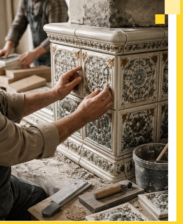 Изразцовые камины под ключ в Муравленке: проект и монтаж