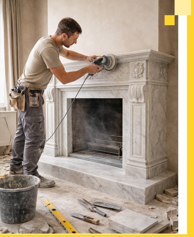 Изготовление и установка мраморных каминов в Муравленке под ключ