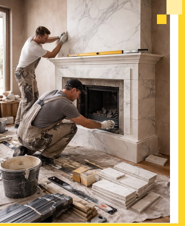 Отделка каминов в Муравленке качественные облицовочные работы