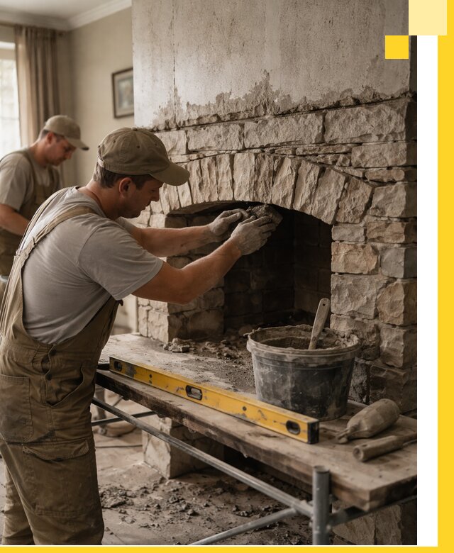 Изготовление каминов под ключ в Муравленке, монтаж и отделка