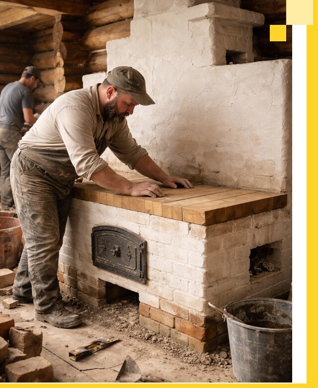 Проектирование и установка русской печи с лежанкой в Муравленке