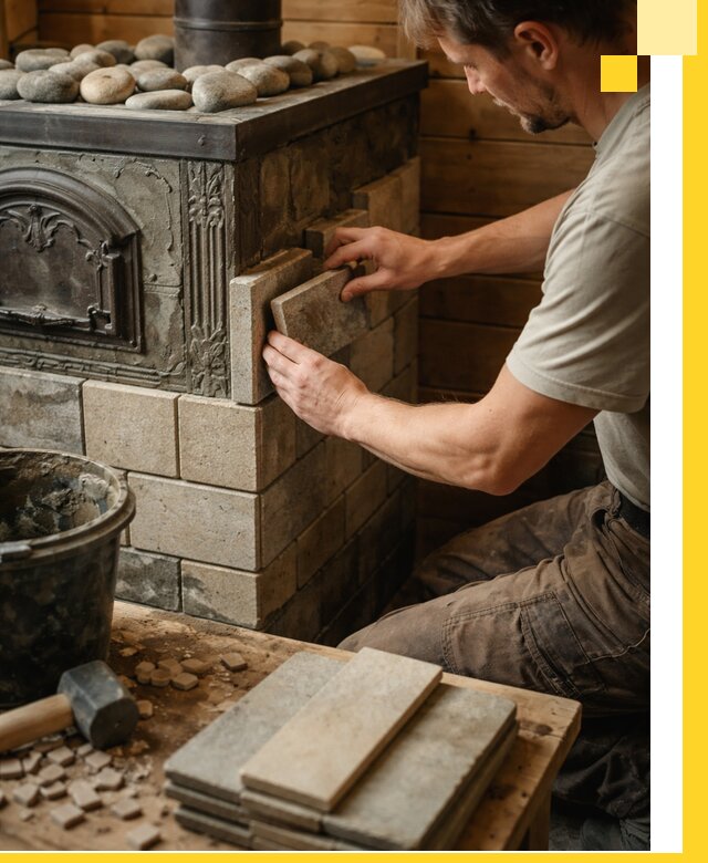 Облицовка банных печей в Муравленке профессиональная отделка