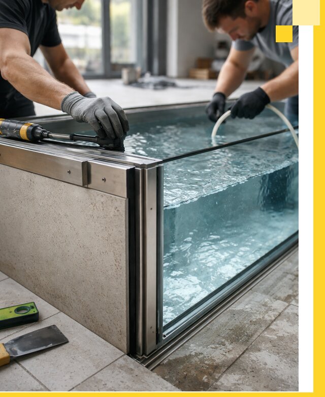 Проектирование и монтаж стеклянных бассейнов в Муравленке