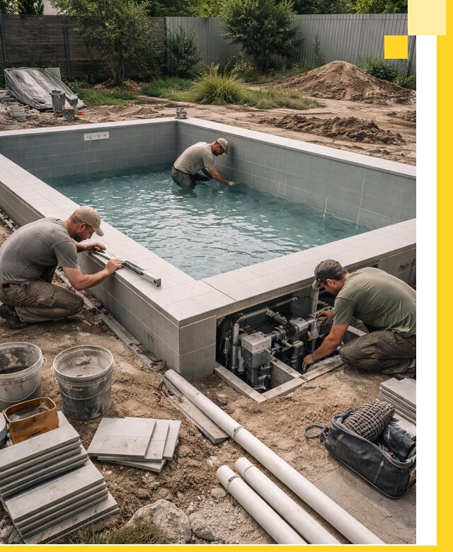 Строительство и монтаж бассейнов для дачи под ключ в Муравленке