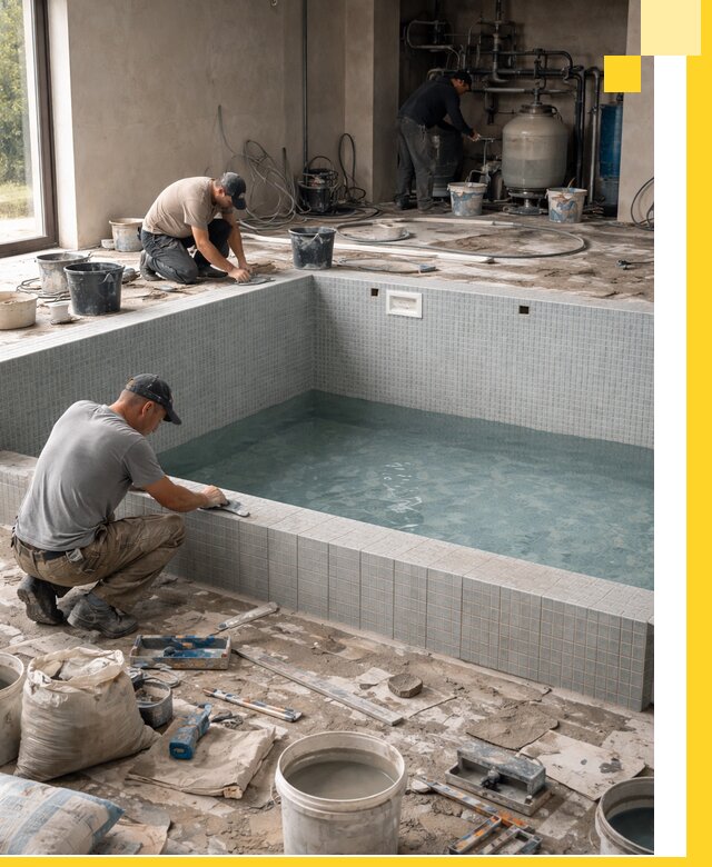 Строительство и монтаж бассейнов в помещении в Муравленке