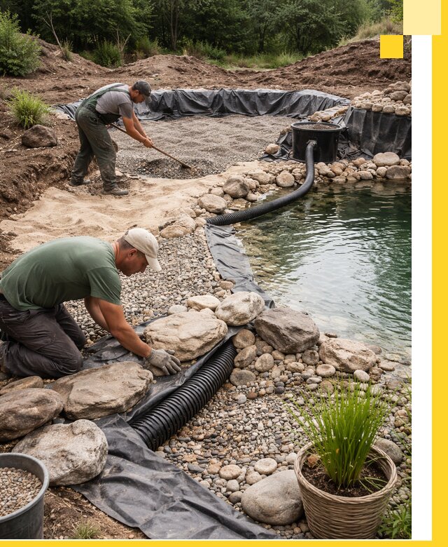 Строительство природных бассейнов и озер в Муравленке под ключ