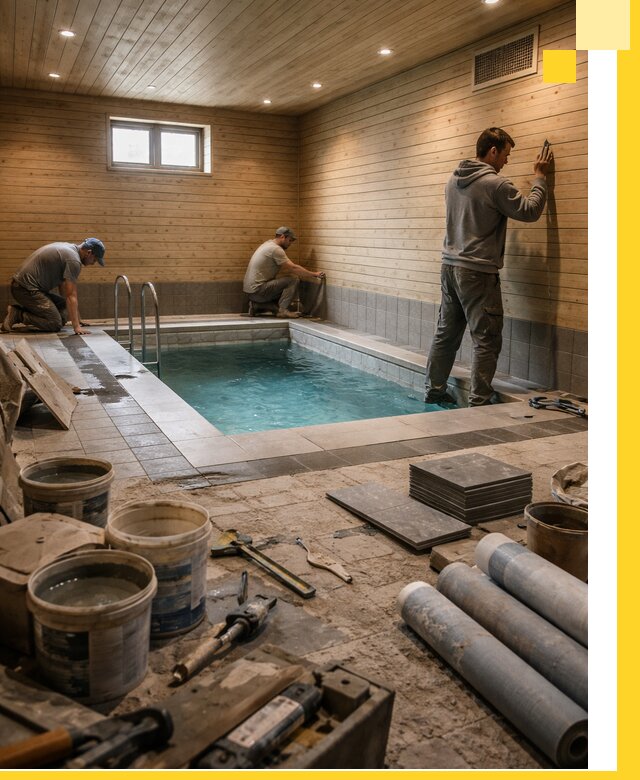 Строительство бани с бассейном и сауной под ключ в Муравленке