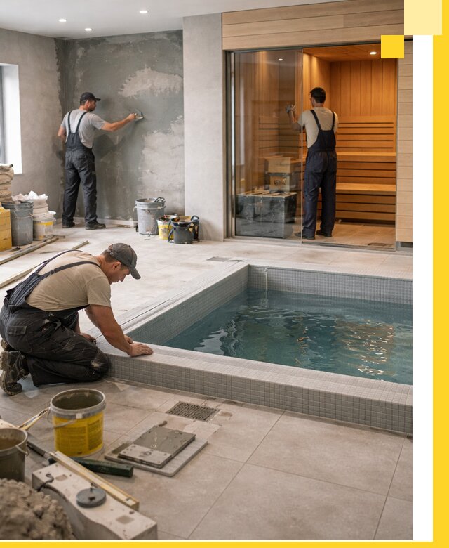 Проектирование и строительство сауны с бассейном в Муравленке