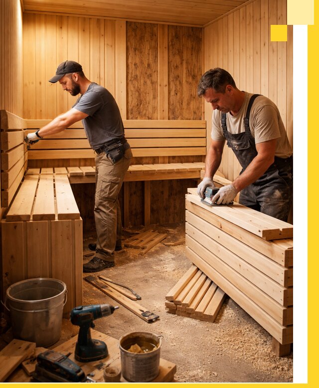 Профессиональный комплексный ремонт саун под ключ в Муравленке