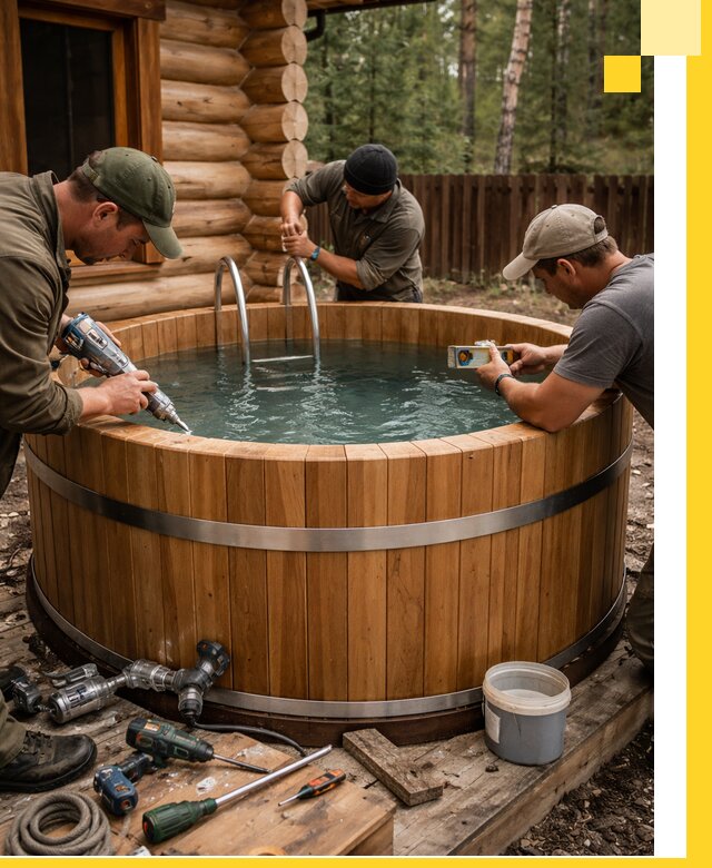 Строительство бань с купелью под ключ и отделкой в Муравленке