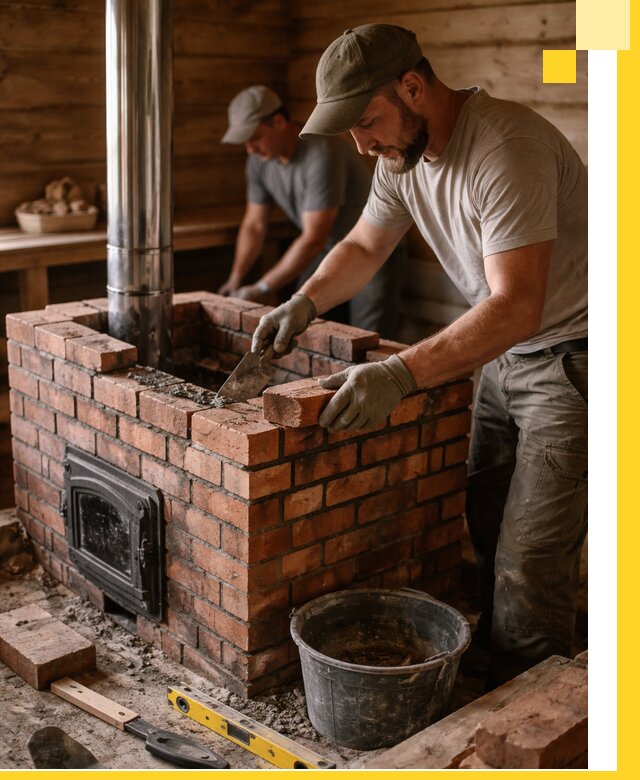 Кирпичные печи для бани под ключ в Муравленке, проект и монтаж