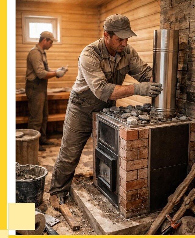 Монтаж печи в бане под ключ в Муравленке от 21412 р. | ЭриданМрв