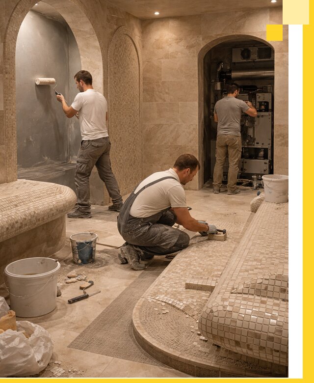 Строительство бани с хамамом и бассейном под ключ в Муравленке