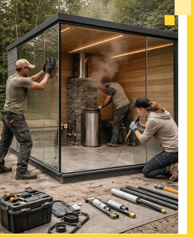 Проектирование и строительство стеклянных бань в Муравленке