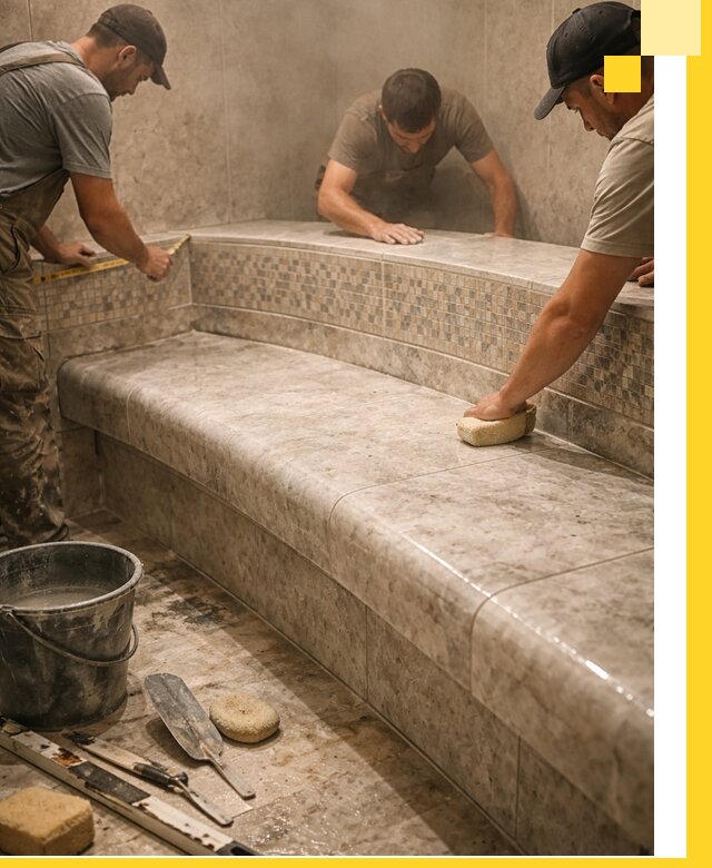 Изготовление и установка сидений для хамама в Муравленке